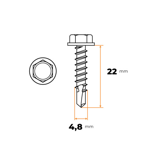 Skrutka TEX 4,8 x 22 mm ZN DIN 7504 K