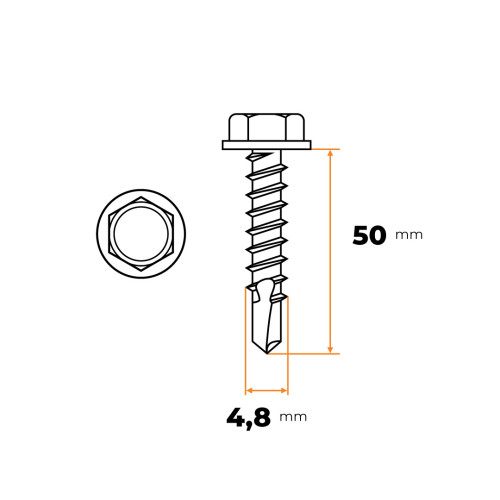 Skrutka TEX 4,8 x 50 mm ZN DIN 7504 K