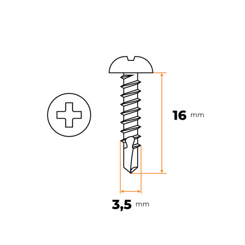 Skrutka TEX 3,5 x 16 mm ZN DIN 7504 N