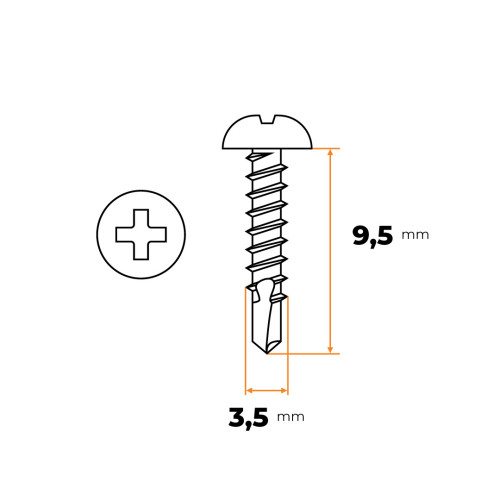 Skrutka TEX 3,5 x 9,5 mm ZN DIN 7504 N