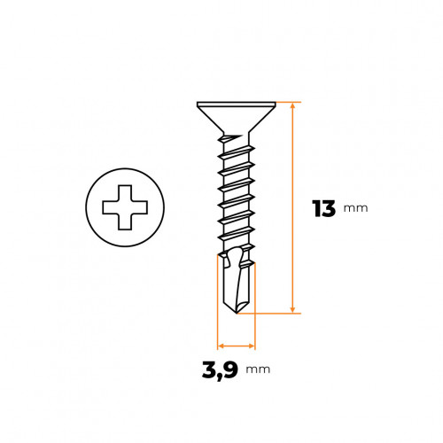 Skrutka TEX 3,9 x 13 mm ZN DIN 7504 P