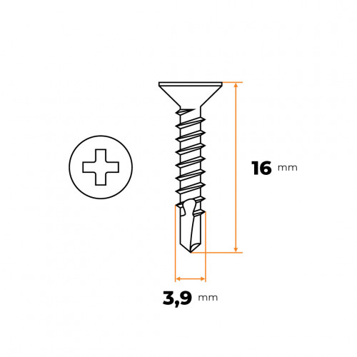 Skrutka TEX 3,9 x 16 mm ZN DIN 7504 P