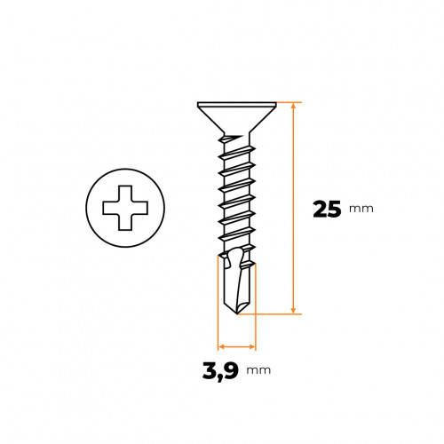 Skrutka TEX 3,9 x 25 mm ZN DIN 7504 P