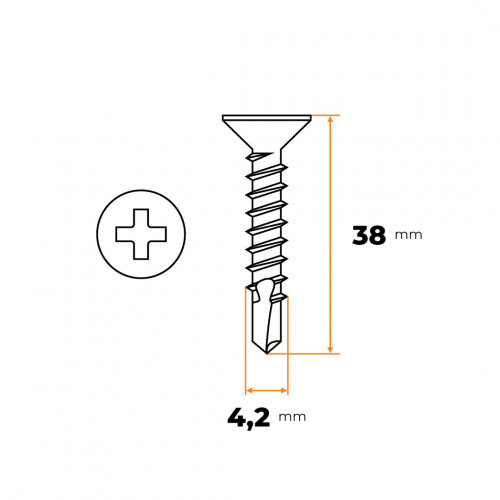 Skrutka TEX 4,2 x 38 mm ZN DIN 7504 P