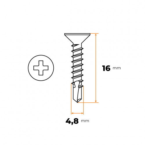 Skrutka TEX 4,8 x 16 mm ZN DIN 7504 P