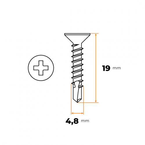 Skrutka TEX 4,8 x 19 mm ZN DIN 7504 P