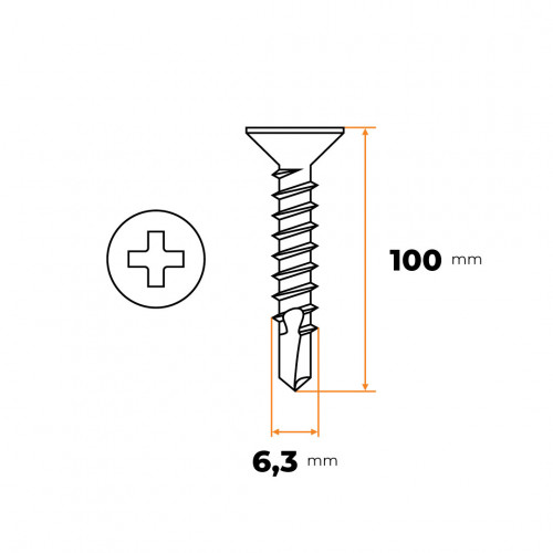 Skrutka TEX 6,3 x 100 mm ZN DIN 7504 P