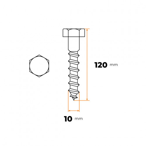 Skrutka podstavcová 10 x 120 mm ZN DIN 571