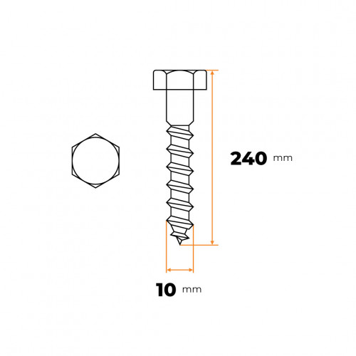 Skrutka podstavcová 10 x 240 mm ZN DIN 571