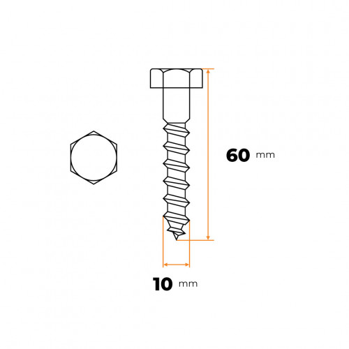 Skrutka podstavcová 10 x 60 mm ZN DIN 571