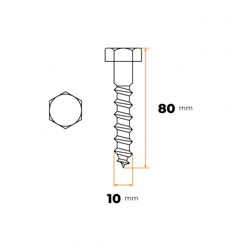 Skrutka podstavcová 10 x 80 mm ZN DIN 571