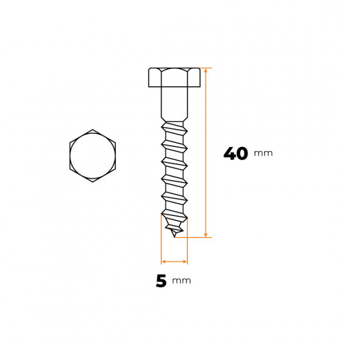 Skrutka podstavcová 5 x 40 mm ZN DIN 571