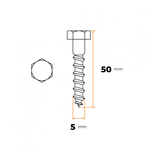 Skrutka podstavcová 5 x 50 mm ZN DIN 571