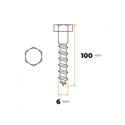 Skrutka podstavcová 6 x 100 mm ZN DIN 571