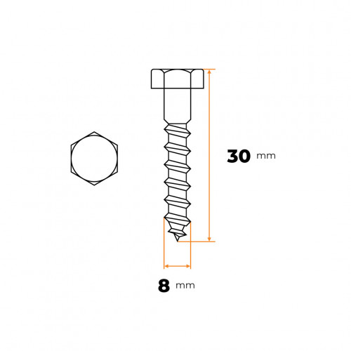 Skrutka podstavcová 8 x 30 mm ZN DIN 571