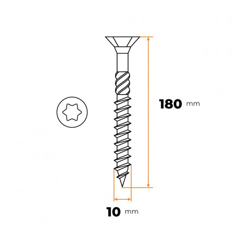 Skrutka UNI TORX 10,0 x 180 mm