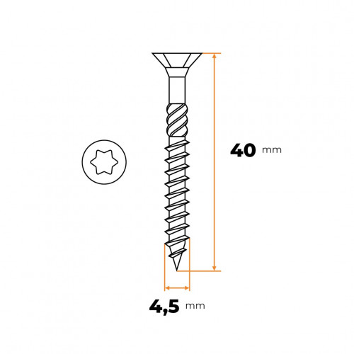 Skrutka UNI TORX 4,5 x 40 mm