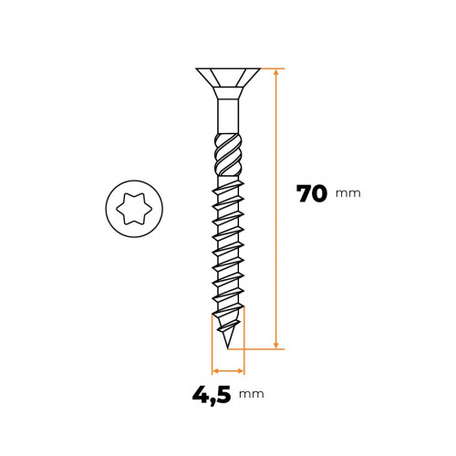 Skrutka UNI TORX 4,5 x 70 mm