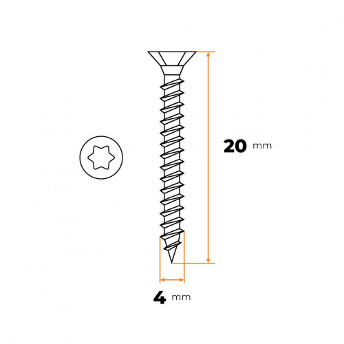 Skrutka UNI TORX 4,0 x 20 mm