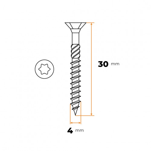 Skrutka UNI TORX 4,0 x 30 mm