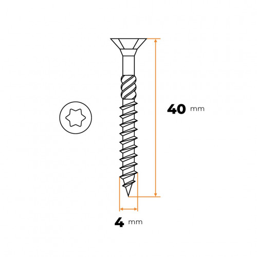 Skrutka UNI TORX 4,0 x 40 mm