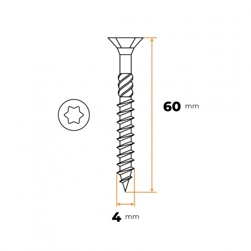 Skrutka UNI TORX 4,0 x 60 mm