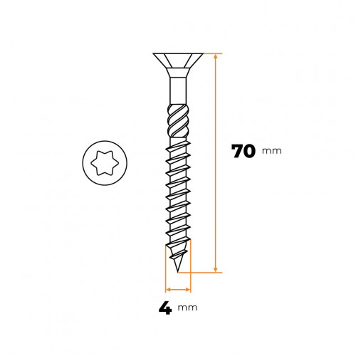 Skrutka UNI TORX 4,0 x 70 mm