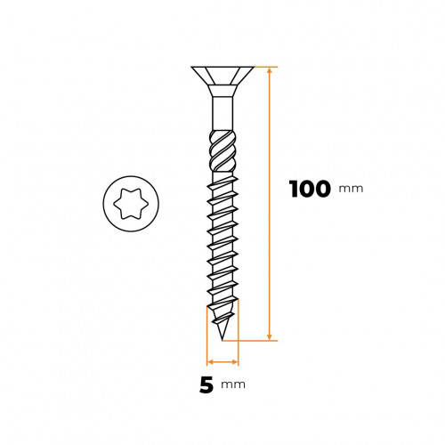 Skrutka UNI TORX 5,0 x 100 mm