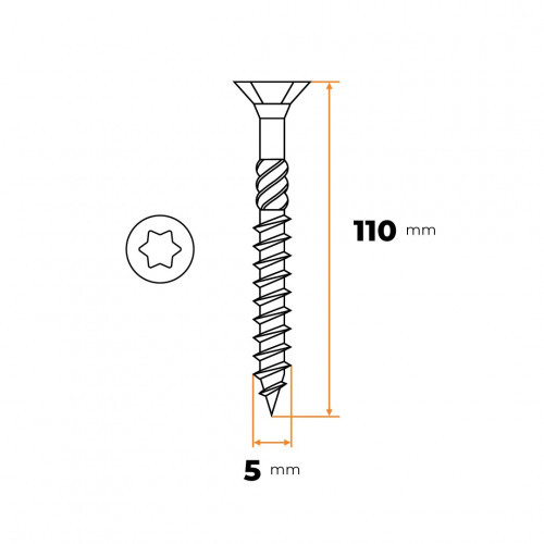 Skrutka UNI TORX 5,0 x 110 mm