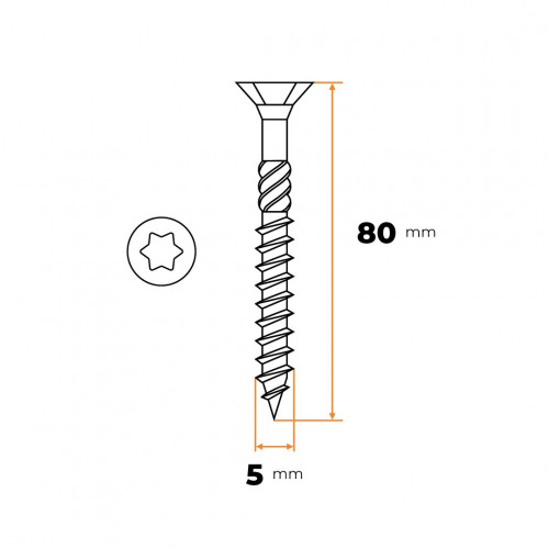 Skrutka UNI TORX 5,0 x 80 mm