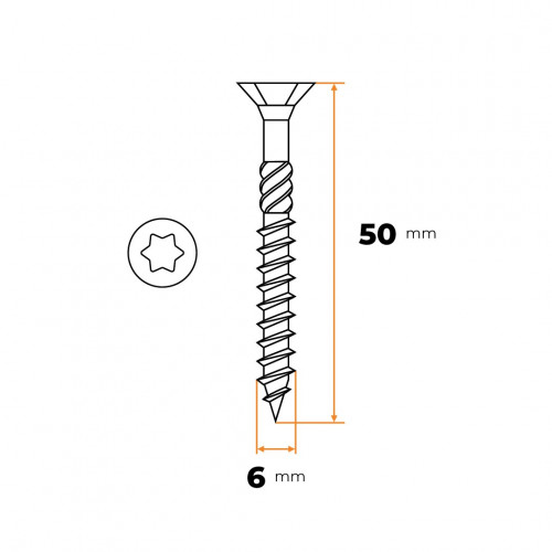 Skrutka UNI TORX 6,0 x 50 mm