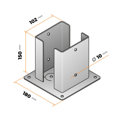 Pätka stĺpa 102 x 150 x 2,5 mm