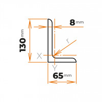 Tyč profilového prierezu L 130 x 65 / 8 mm