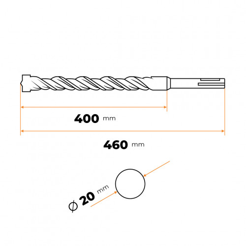 Vrták SDS+ 20 x 400 / 460 mm