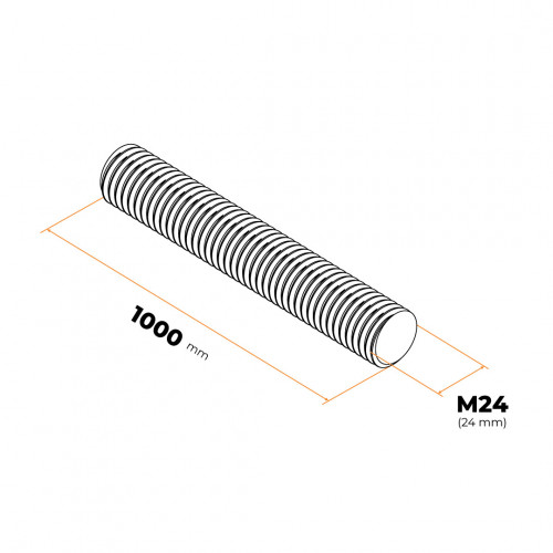 Závitová tyč M24 / 1000 mm, 4.8, ZN, DIN 975
