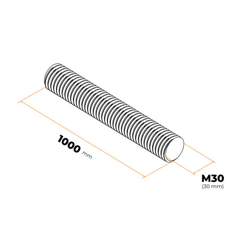 Závitová tyč M30 / 1000 mm, 4.8, ZN, DIN 975