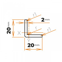 Tenkostenný profil L 20 x 20 / 2 mm