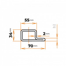 Uzavretý profil tvaru L 70 x 34 x 55 / 2 mm