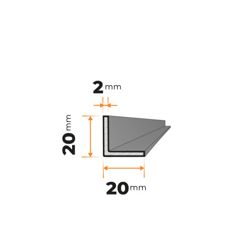 Tenkostenný profil L 20 x 20 / 2 mm