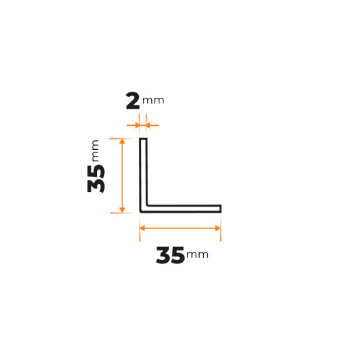 Tenkostenný profil L 35 x 35 / 2 mm - dierované
