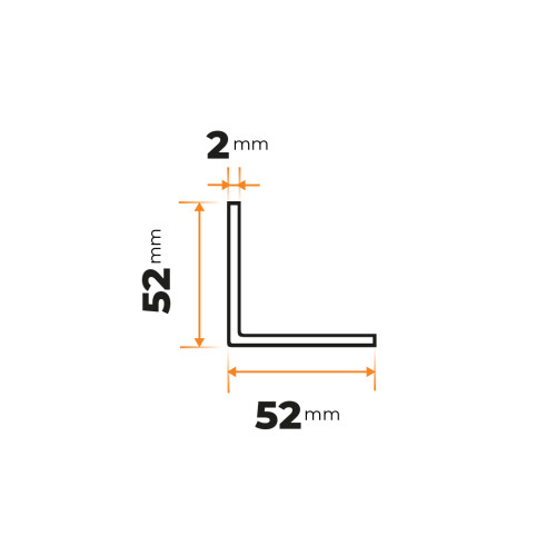 Tenkostenný profil L 52 x 52 / 2 mm - dierované
