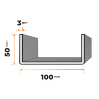 Tenkostenný profil U 100 x 50 / 3 mm