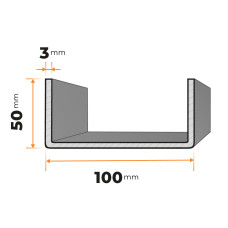 Tenkostenný profil U 100 x 50 / 3 mm