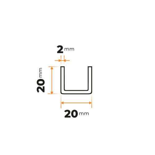 Tenkostenný profil U 20 x 20 / 2 mm