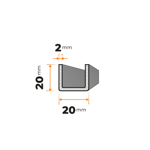 Tenkostenný profil U 20 x 20 / 2 mm