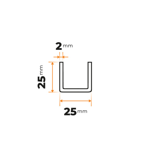 Tenkostenný profil U 25 x 25 / 2 mm