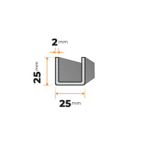 Tenkostenný profil U 25 x 25 / 2 mm