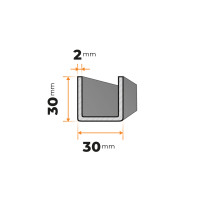 Tenkostenný profil U 30 x 30 / 2 mm