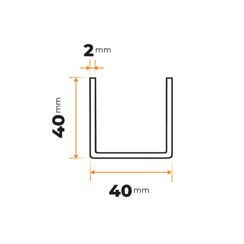 Tenkostenný profil U 40 x 40 / 2 mm