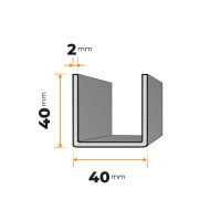 Tenkostenný profil U 40 x 40 / 2 mm
